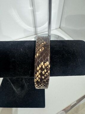 Brahmin Brown and Cream Snakeskin-Pattern Bracelet